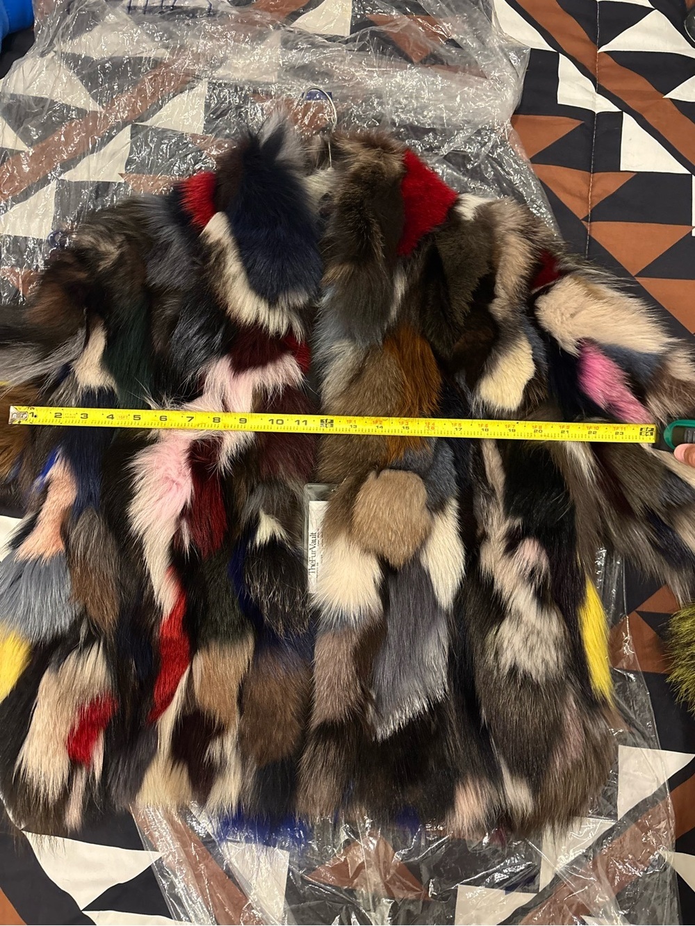 Dyed Multicolored Real Fox Fur- Women's Luxury Statement Coat - Picture 14 of 16